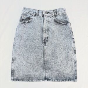 Vintage 80s Sunset Blues Light Grey Acid Wash Distressed Denim Jean Miniskirt